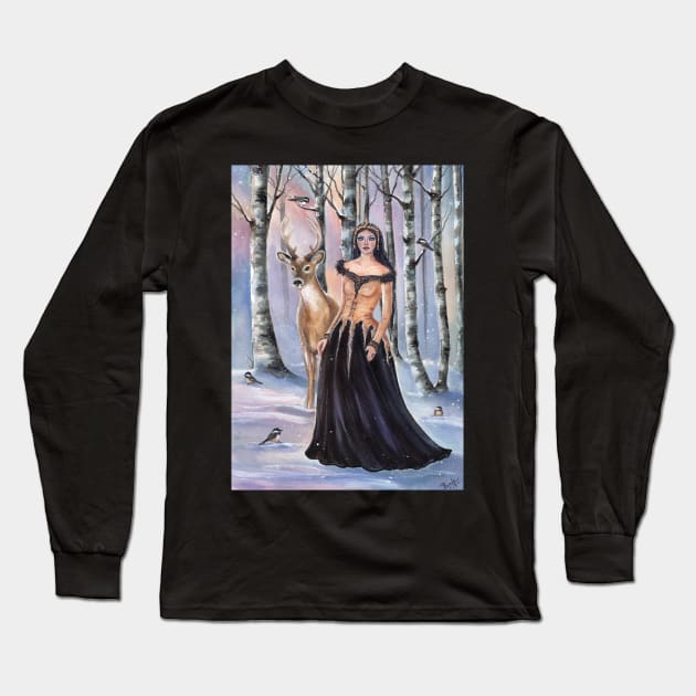 Lady Chickadee fantasy art by Renee Lavoie Long Sleeve T-Shirt by ReneeLLavoie